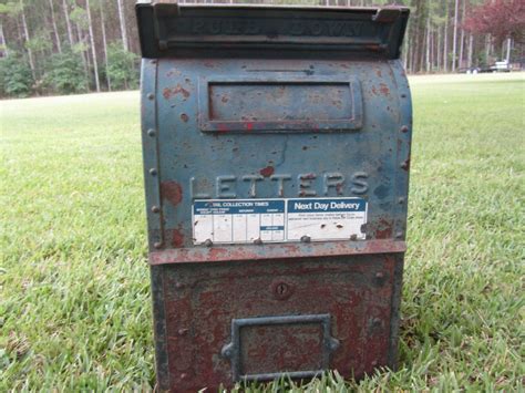 vintage metal post office drop off box|1948 american mail post box.